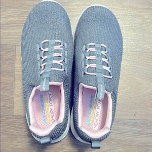 Skechers Kids Gray and Pink Sneakers